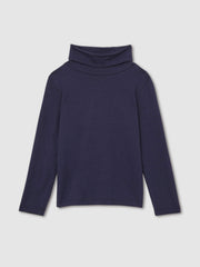 4-9 yrs Cotton-Jersey Roll-Neck Top with Stretch in Navy