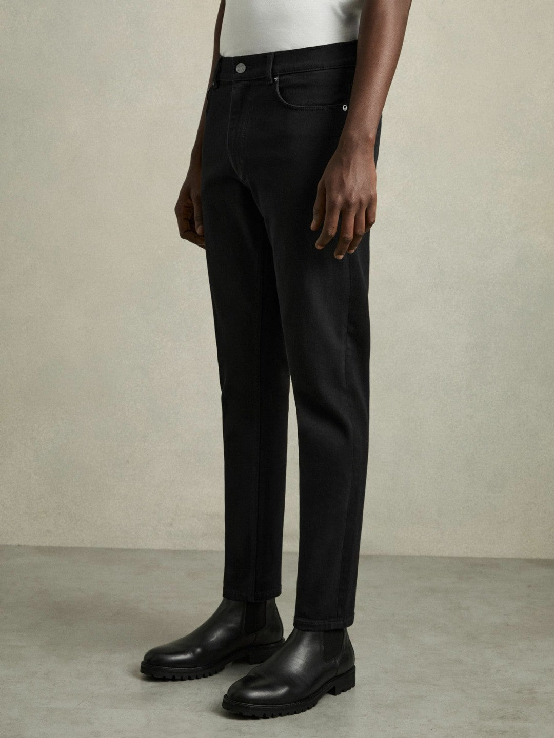 Cotton-Stretch Slim-Fit Jeans in Stay Black