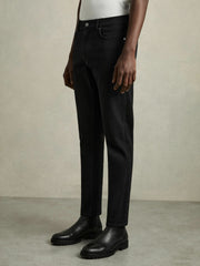 Cotton-Stretch Slim-Fit Jeans in Stay Black
