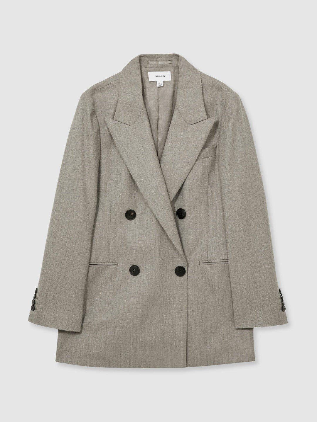 Wool Oversized Double-Breasted Blazer in Grey