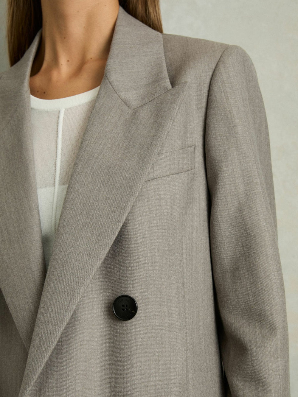 Wool Oversized Double-Breasted Blazer in Grey
