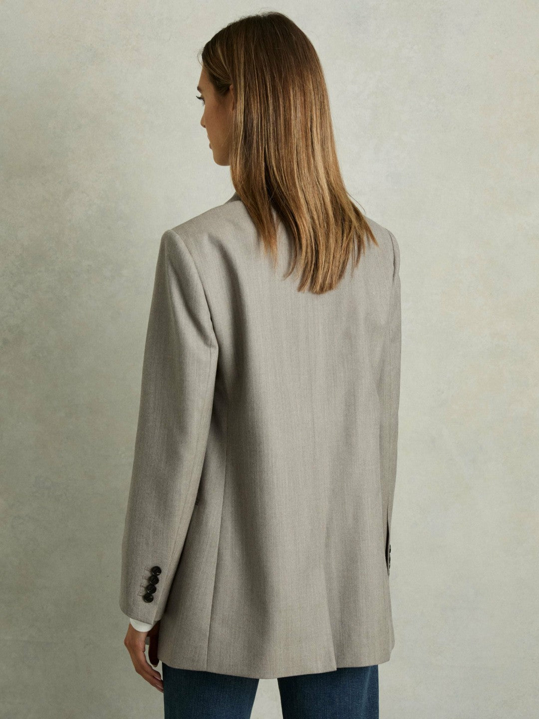 Wool Oversized Double-Breasted Blazer in Grey