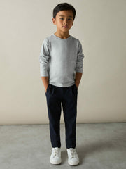 9-13 yrs Cotton Jersey Long Sleeve T-Shirts 3 Pack in White/Soft Grey/Navy