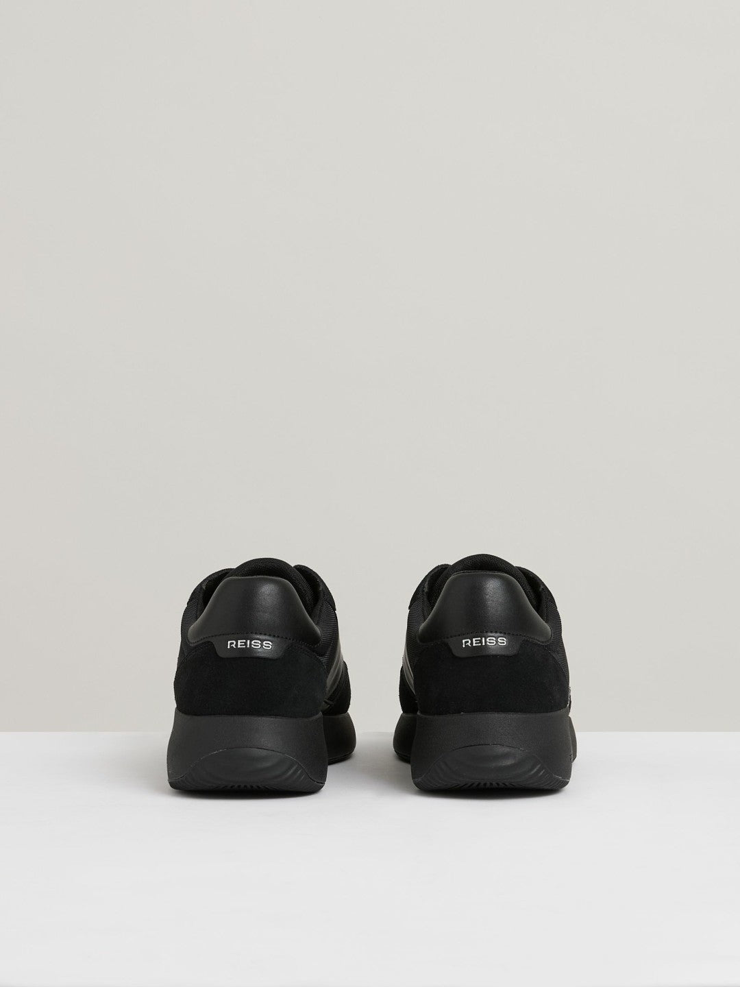 Leather Suede Running Trainers in All Black