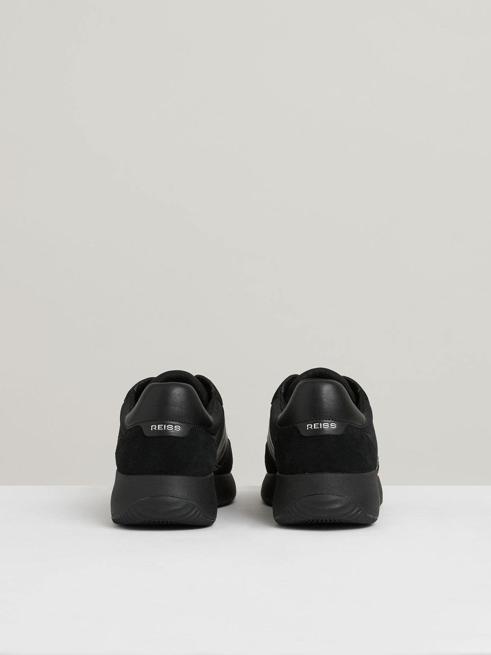 Leather Suede Running Trainers in All Black