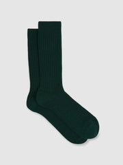 Ribbed Socks With Wool And Cashmere in Forest Green