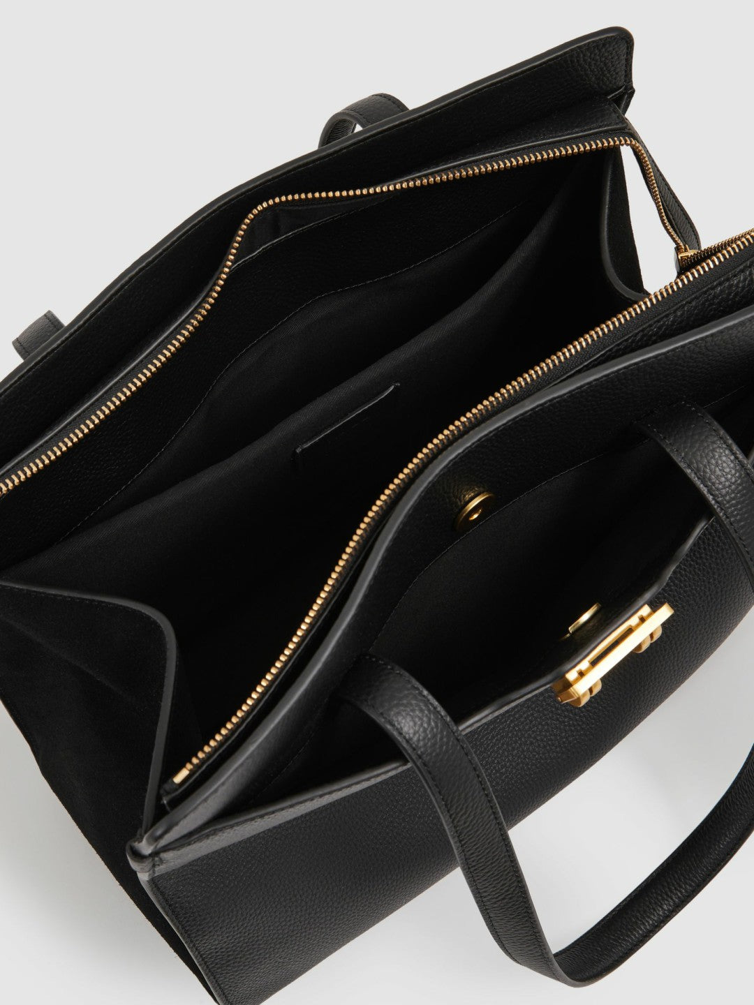 Grained Leather Tote Bag in Black