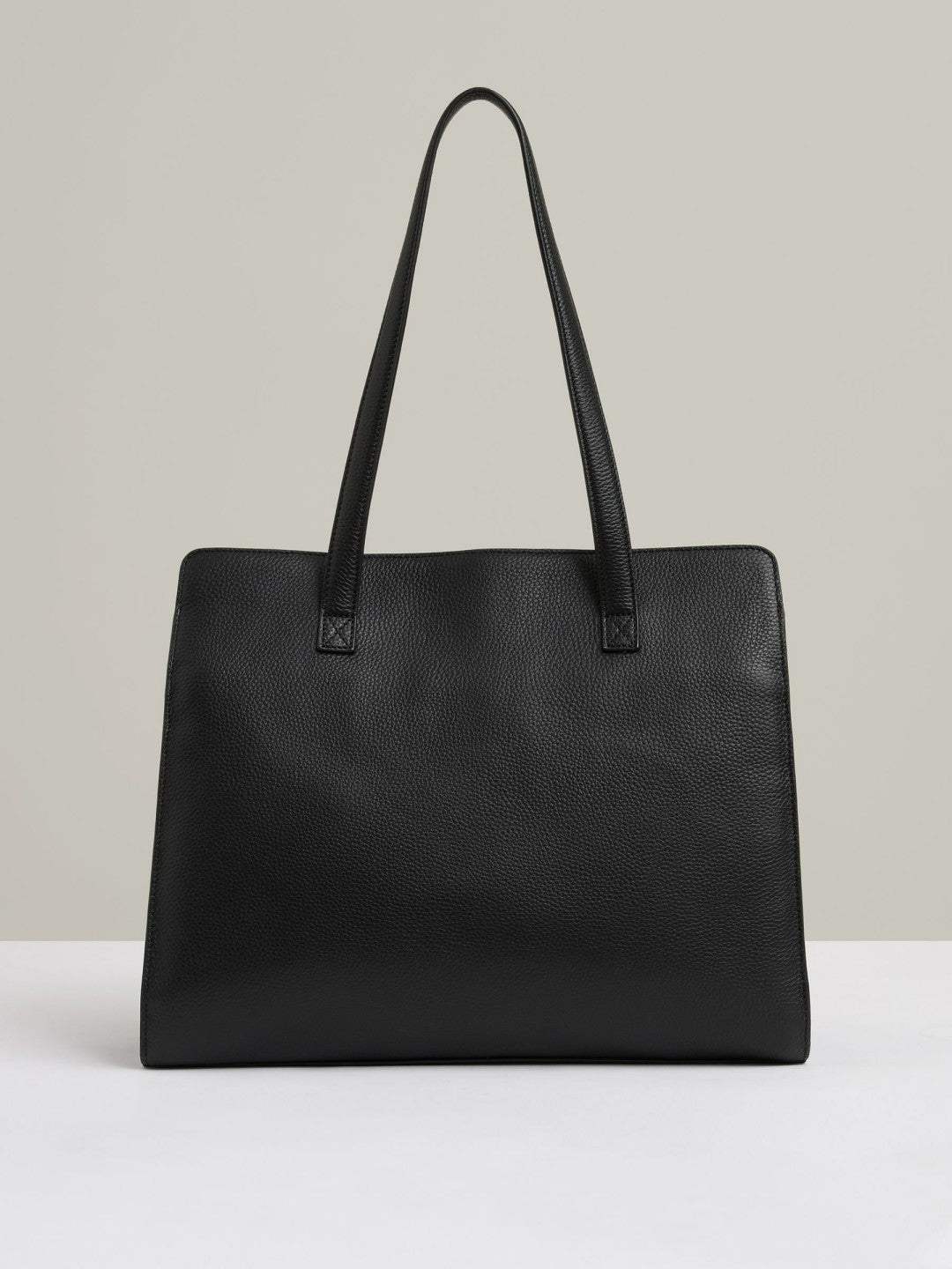 Grained Leather Tote Bag in Black