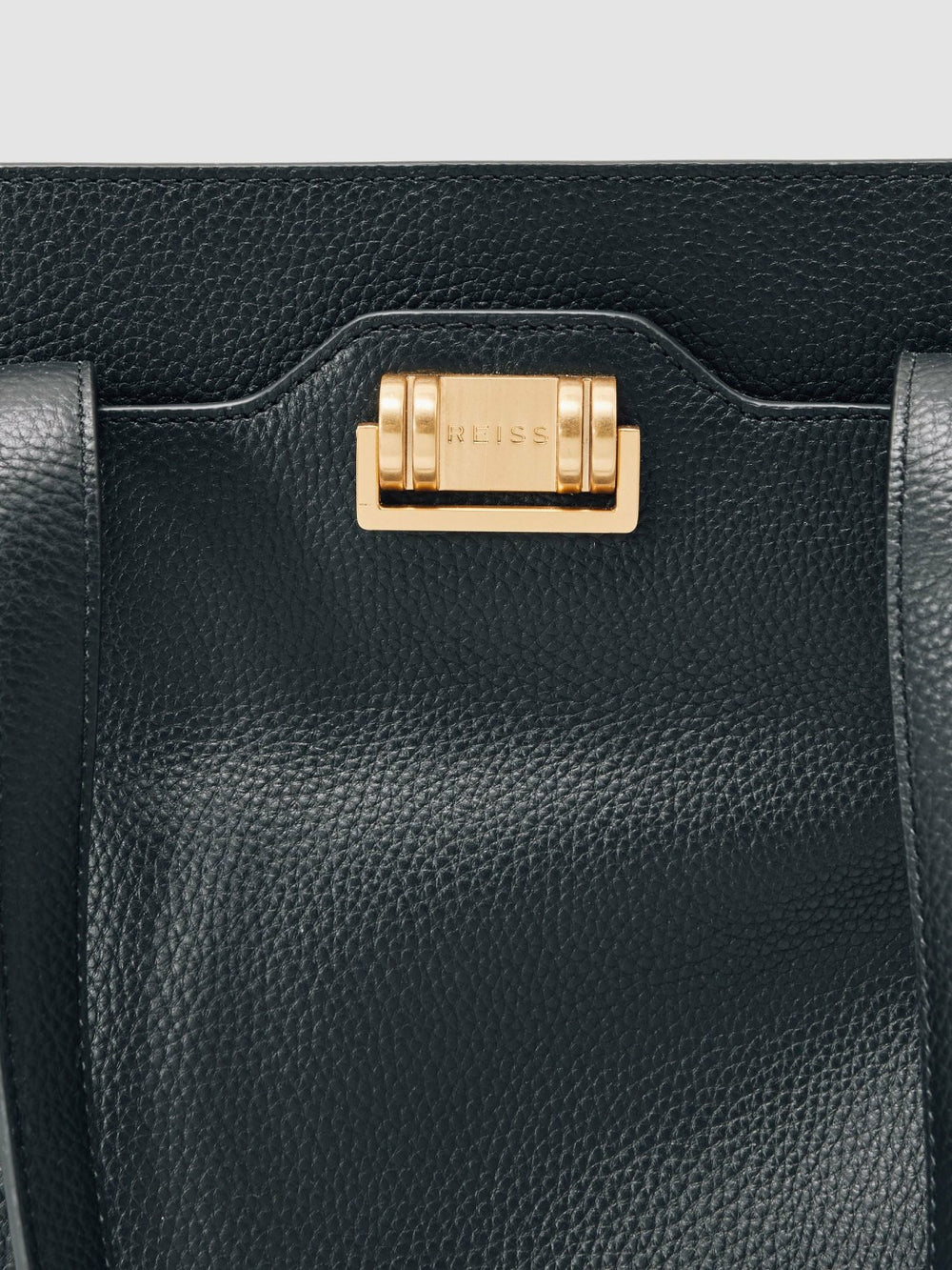 Grained Leather Tote Bag in Black