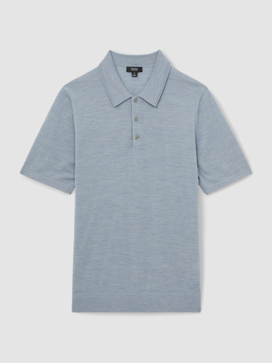 Merino Wool Polo Shirt in Soft Blue