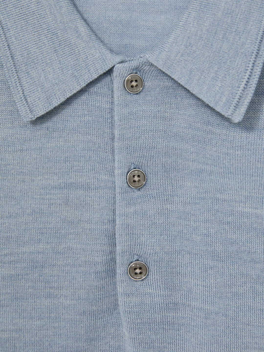 Merino Wool Polo Shirt in Soft Blue