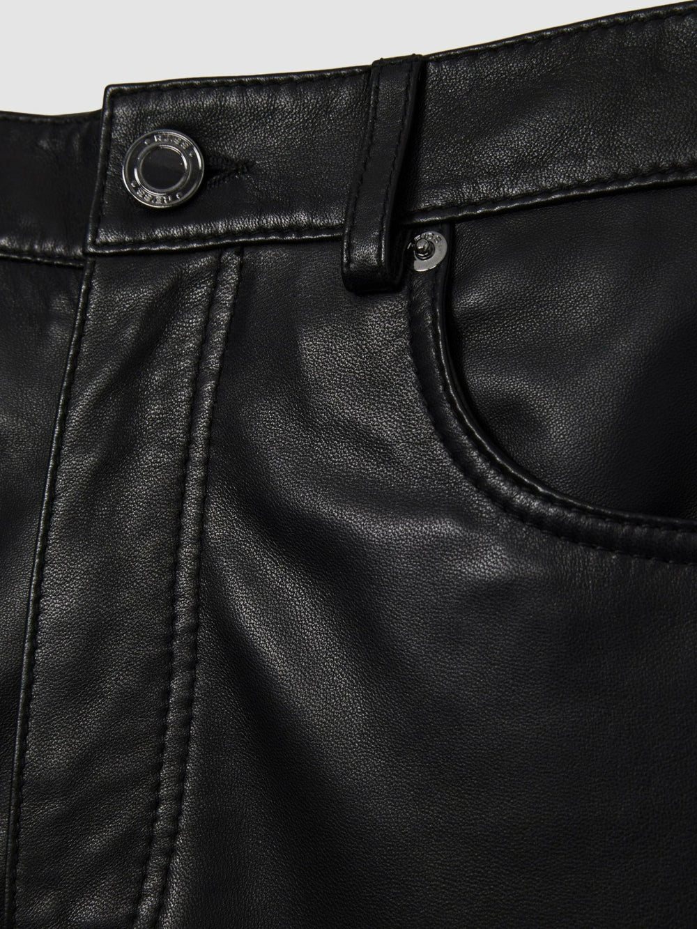 Leather Slim-Leg Trousers in Black