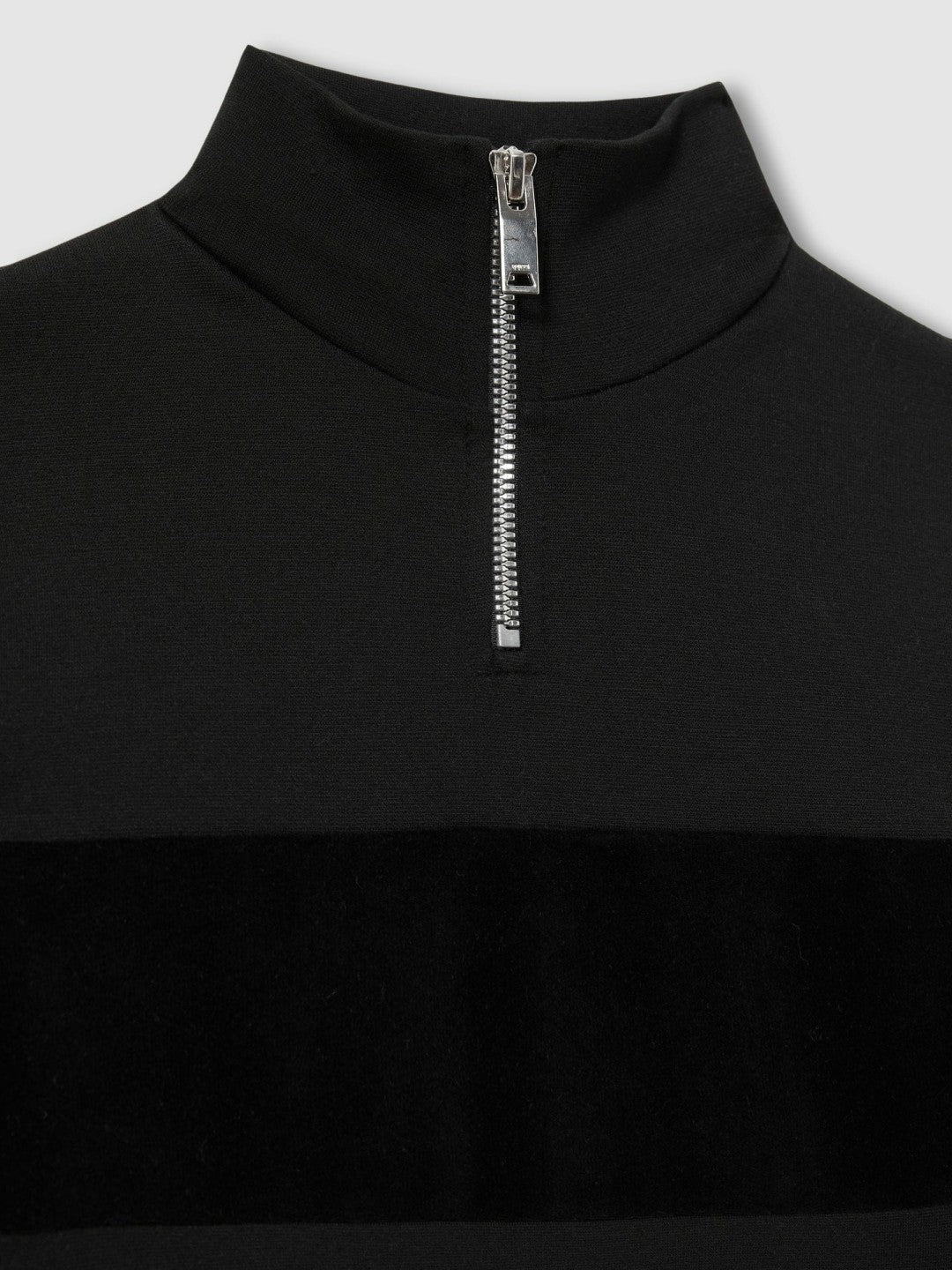 3-9 yrs Slim Fit Half-Zip Funnel Neck Velour Sweatshirt in Black