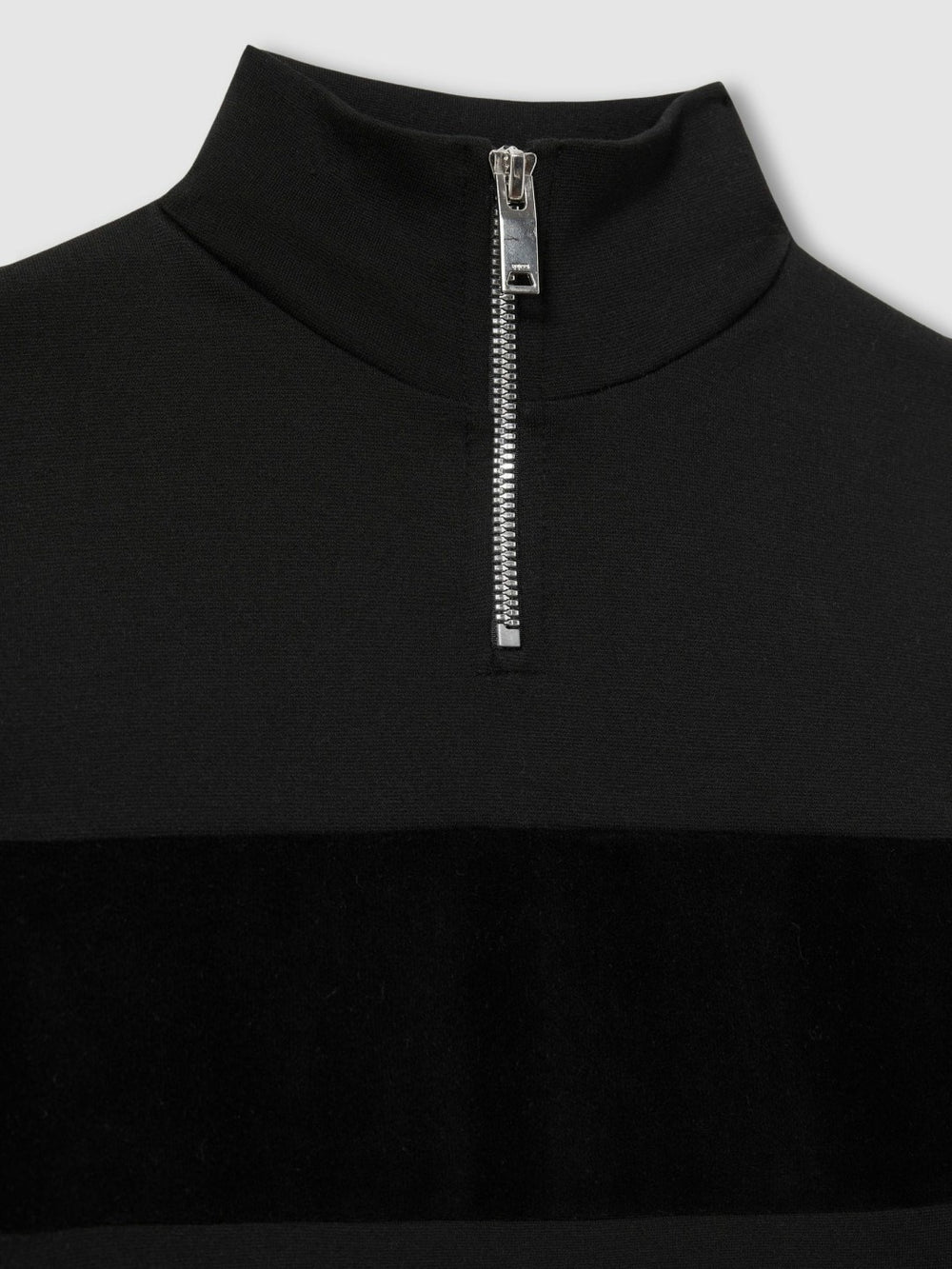 3-9 yrs Slim Fit Half-Zip Funnel Neck Velour Sweatshirt in Black