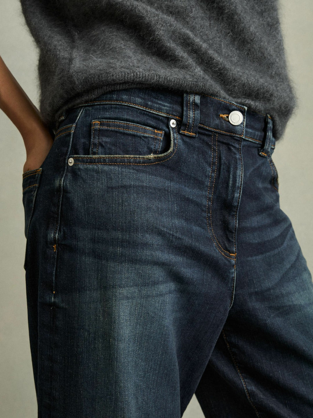 Petite Denim Culotte Jeans in Dark Blue