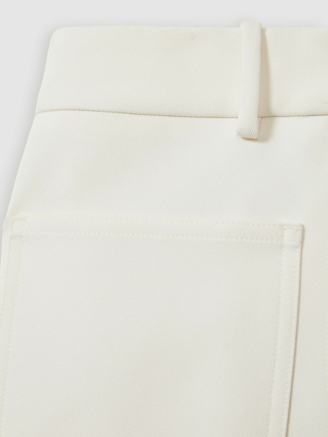 Petite Twill Patch-Pocket Flared Trousers in Cream