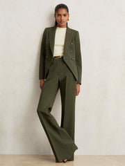 Twill Double-Breasted Blazer in Green