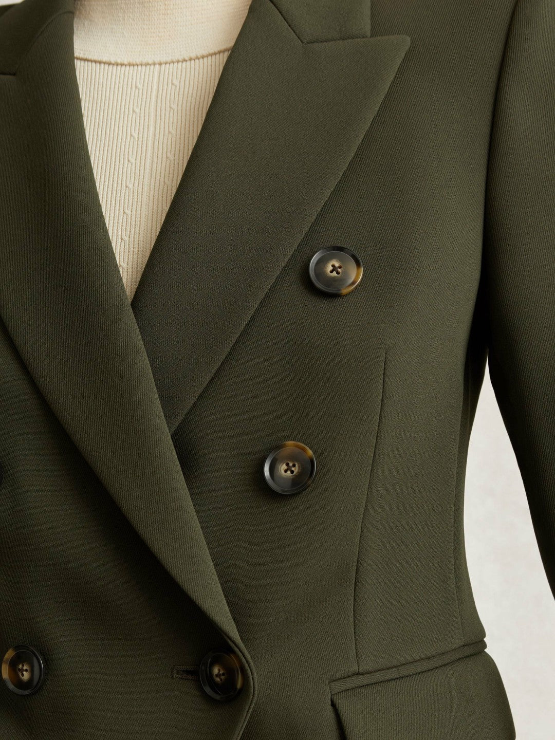 Twill Double-Breasted Blazer in Green