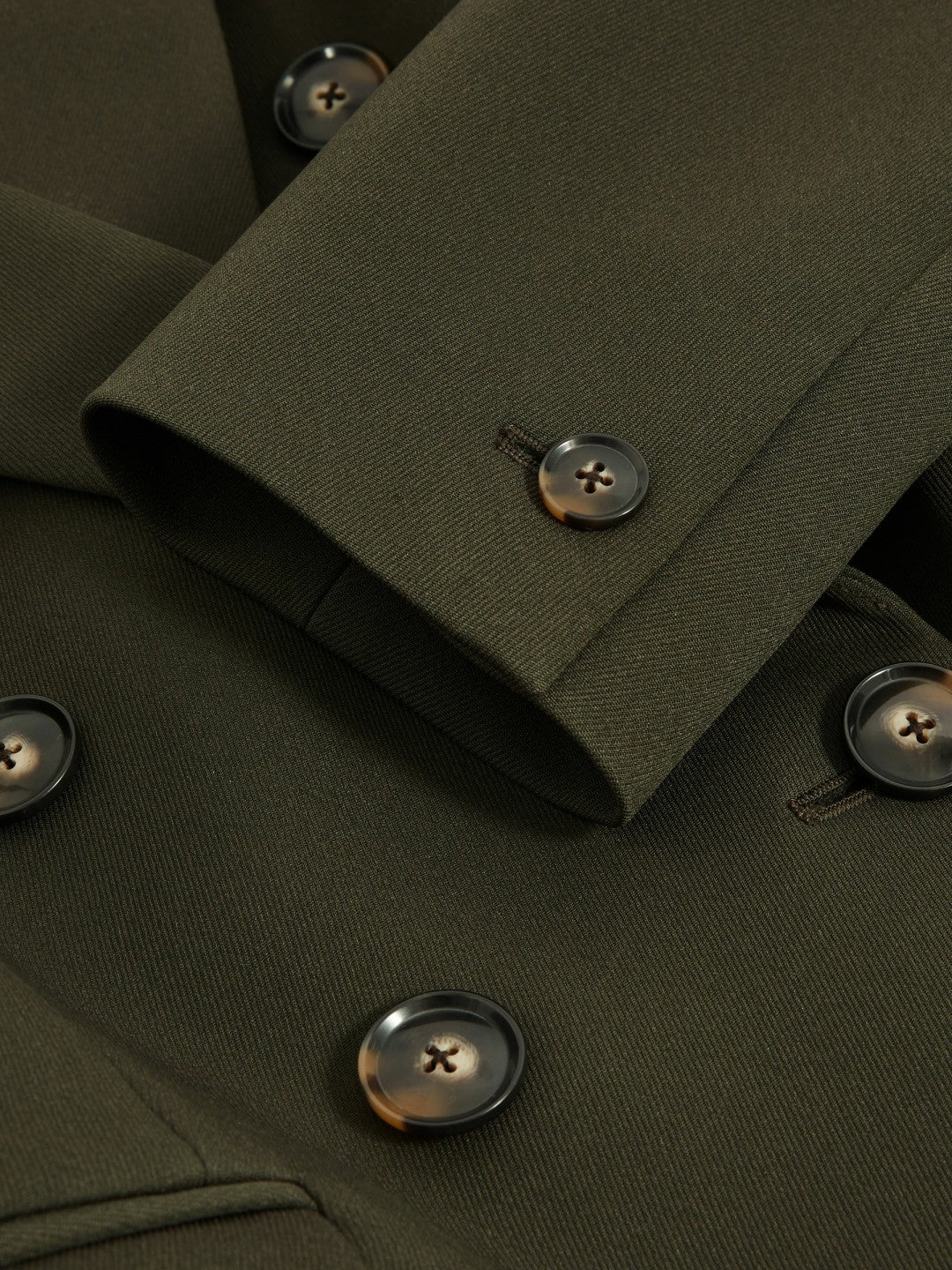 Twill Double-Breasted Blazer in Green