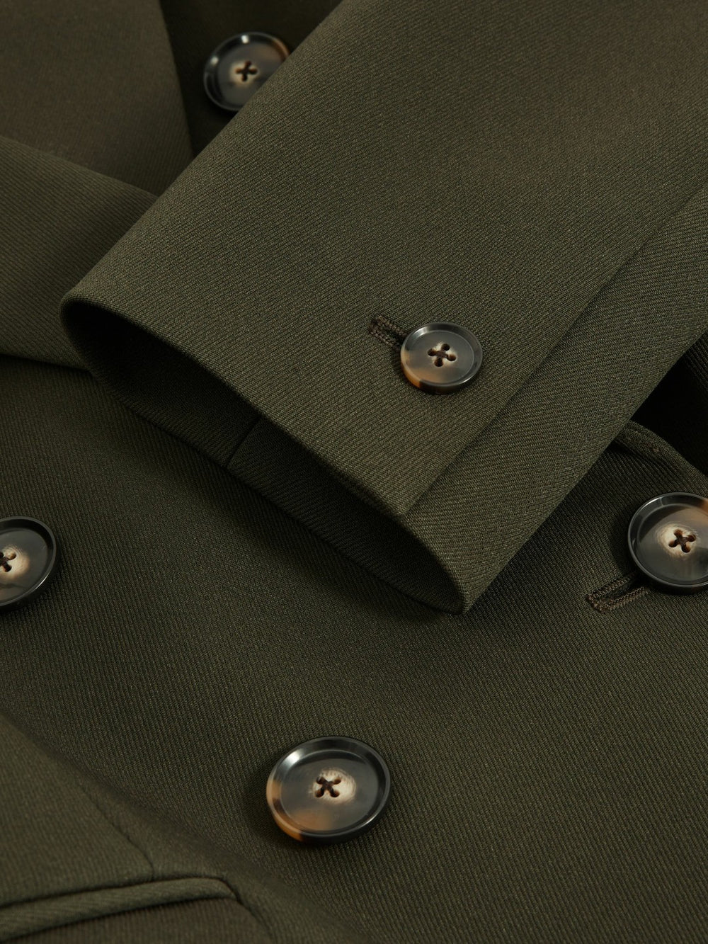 Twill Double-Breasted Blazer in Green