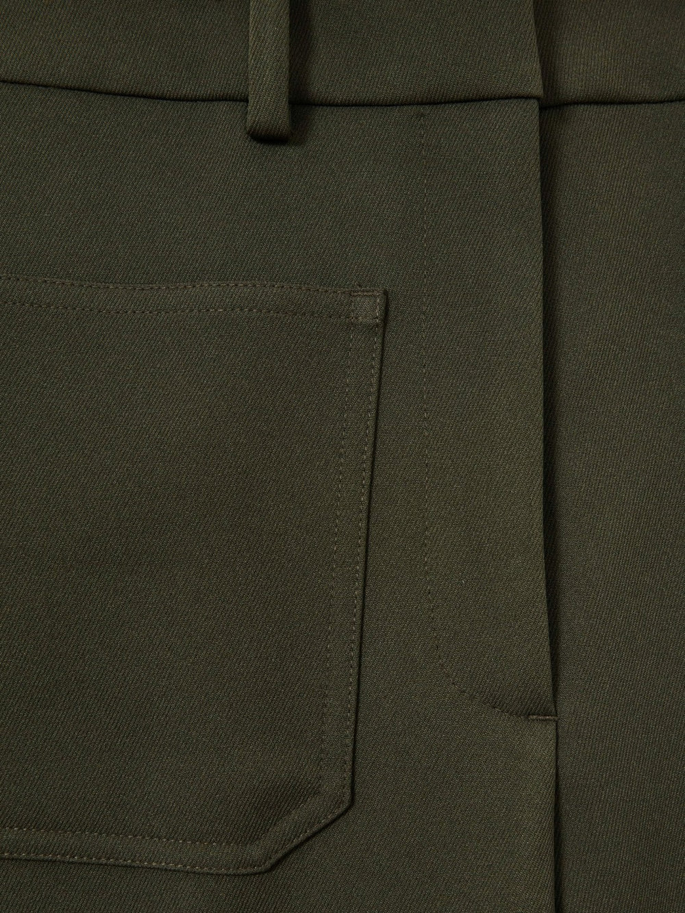 Petite Twill Patch-Pocket Flared Trousers in Green