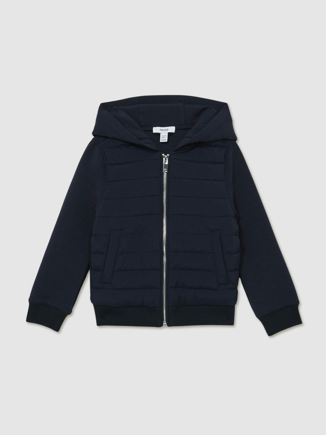 9-13 yrs Interlock Hybrid Hooded Puffer Jacket in Navy