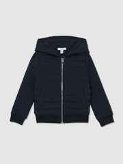 9-13 yrs Interlock Hybrid Hooded Puffer Jacket in Navy