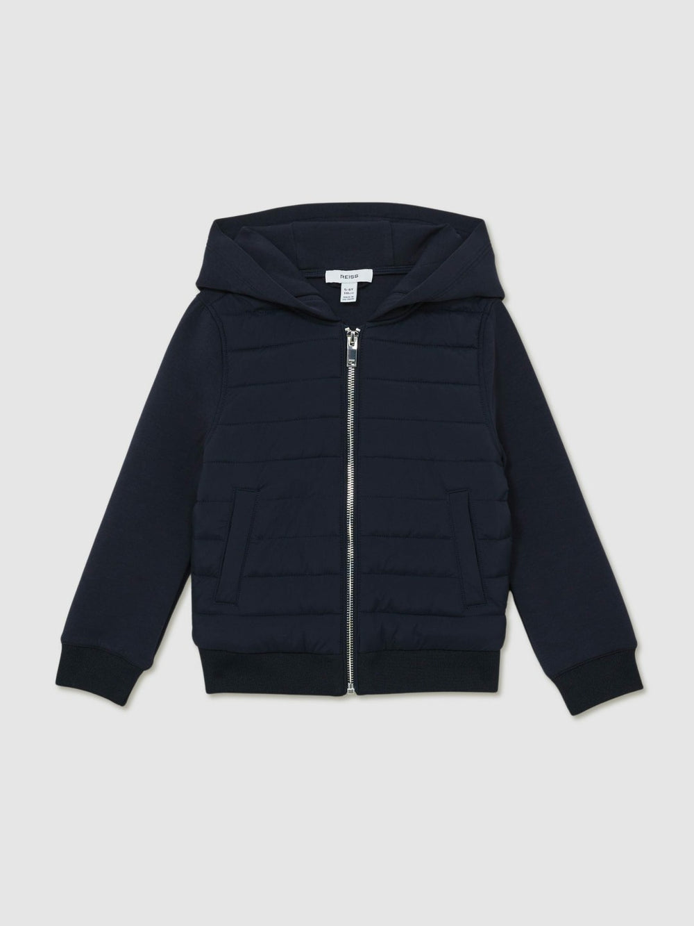 3-9 yrs Interlock Hybrid Hooded Puffer Jacket in Navy