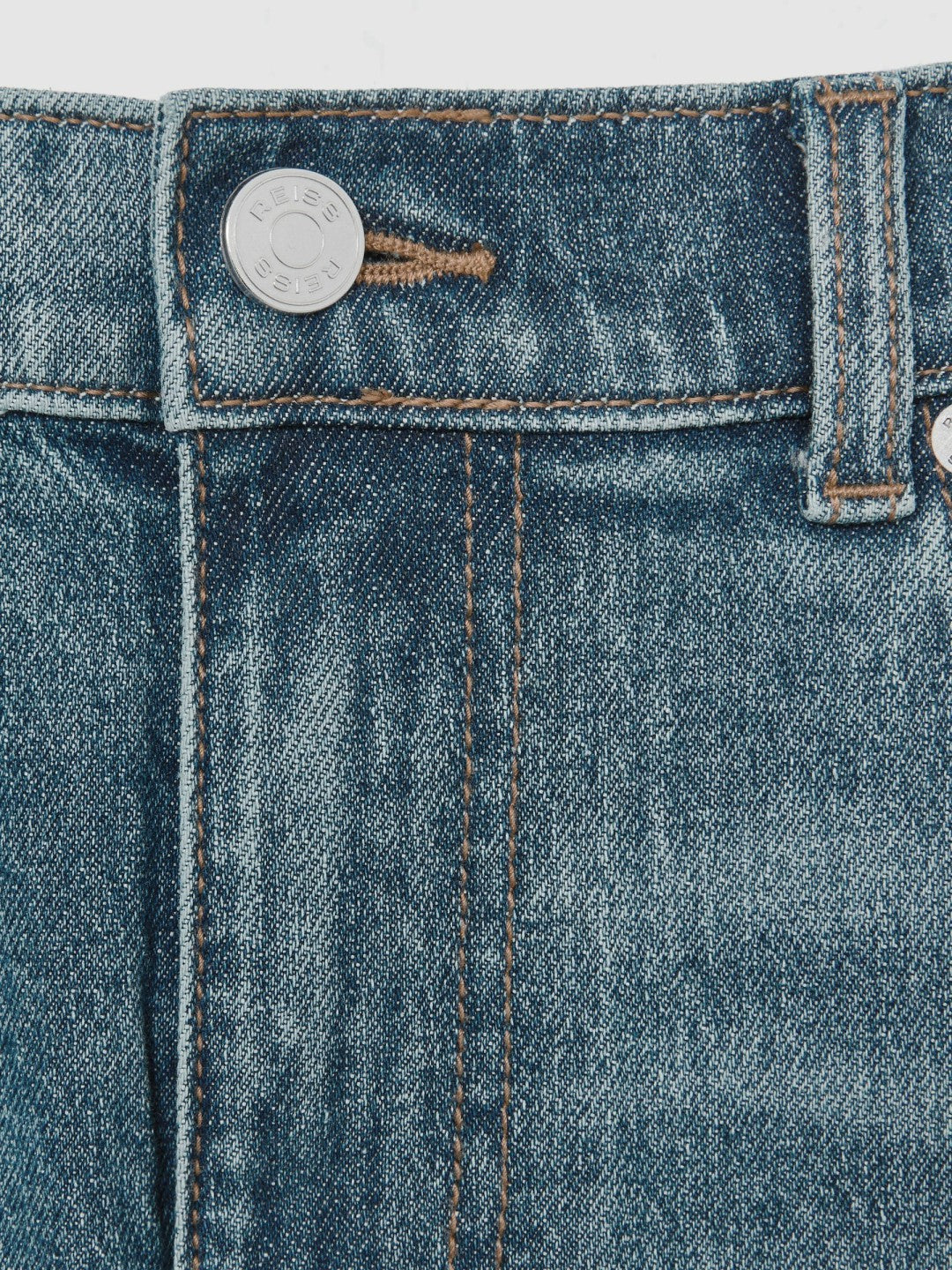 Cotton-Stretch Slim-Fit Jeans in Washed Indigo Green Cast