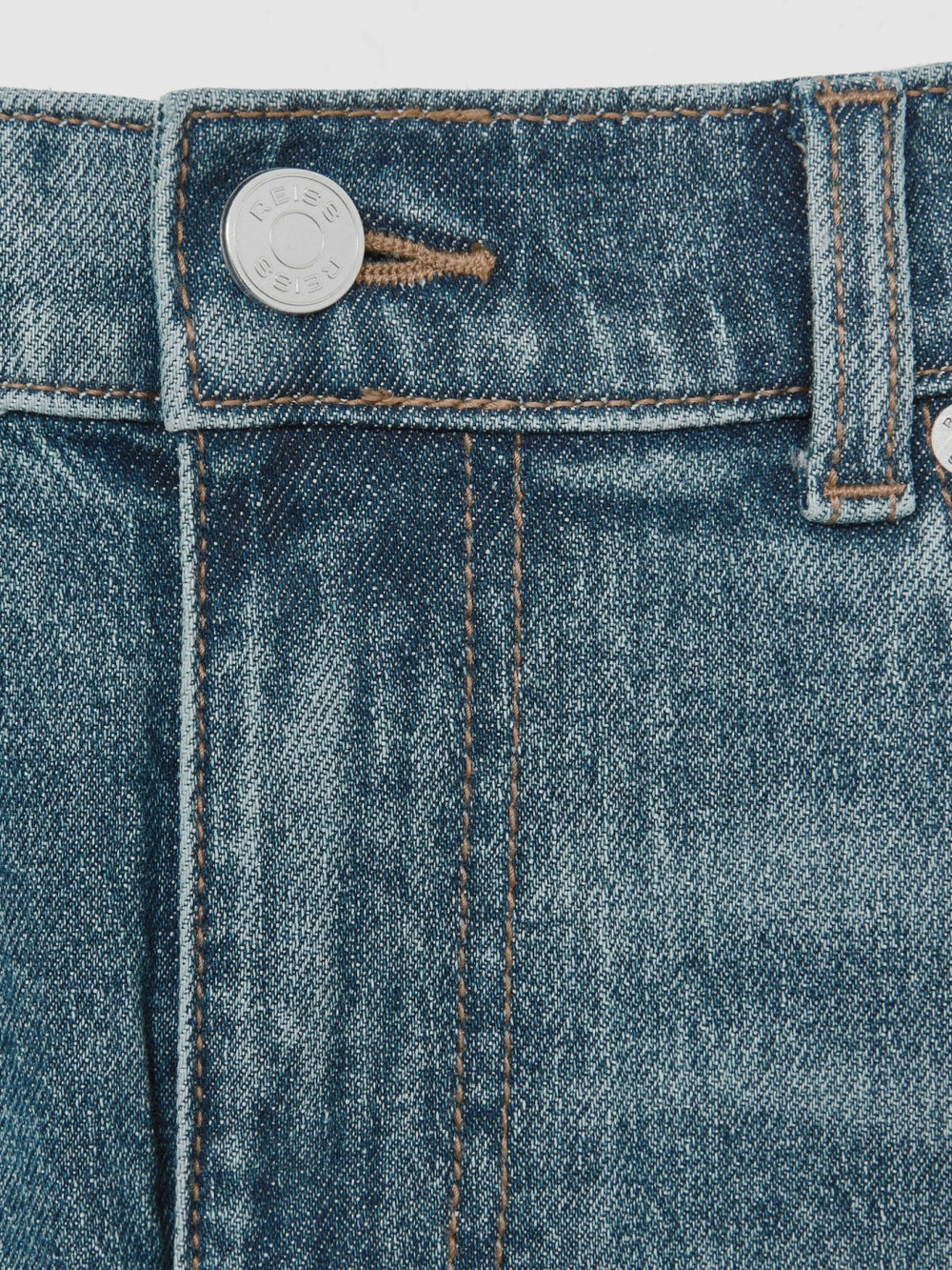 Cotton-Stretch Slim-Fit Jeans in Washed Indigo Green Cast