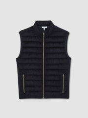 Brushed Jersey Quilted Gilet in Navy