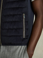 Brushed Jersey Quilted Gilet in Navy