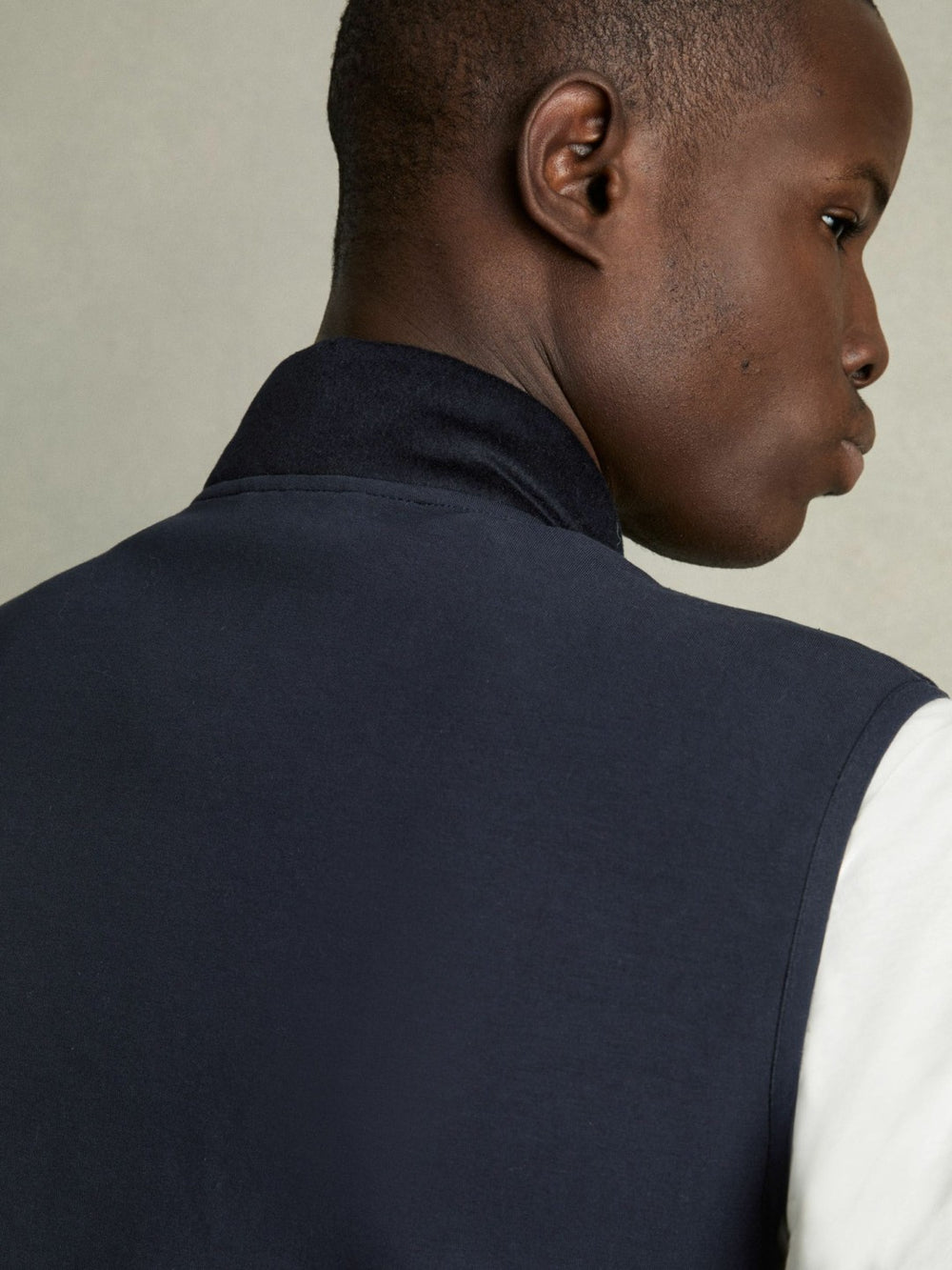 Brushed Jersey Quilted Gilet in Navy