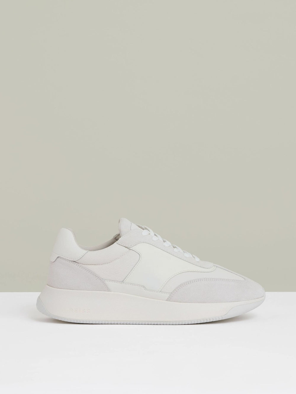 Leather Suede Running Trainers in White