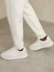 Leather Suede Running Trainers in White