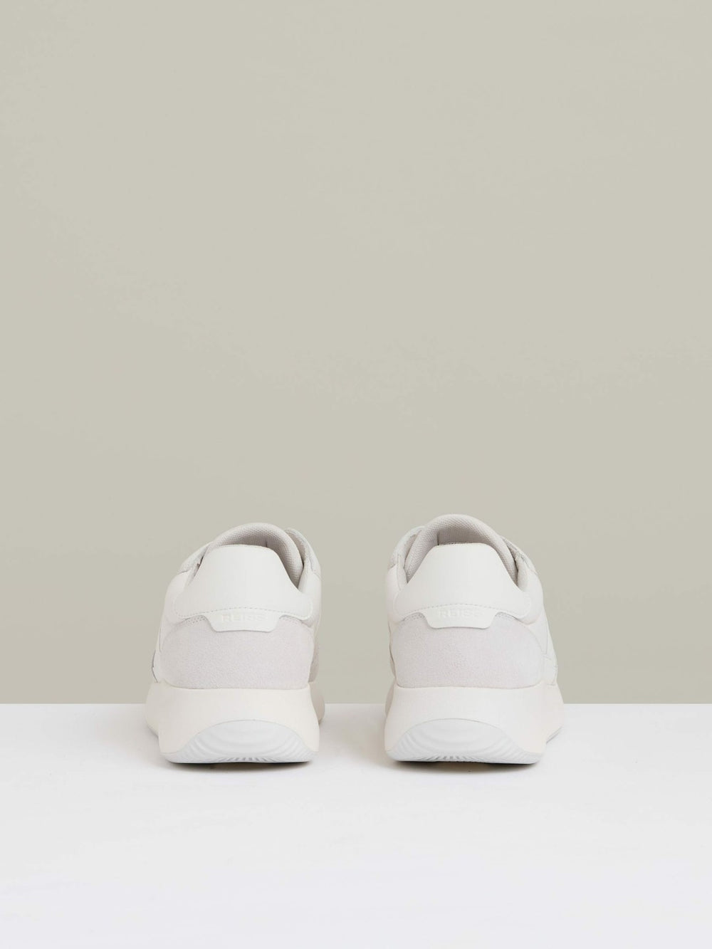 Leather Suede Running Trainers in White