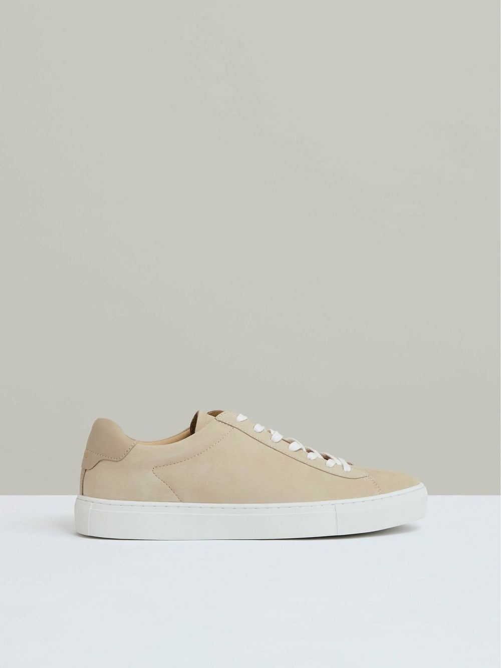 Nubuck Leather Low-Top Trainers in Ecru