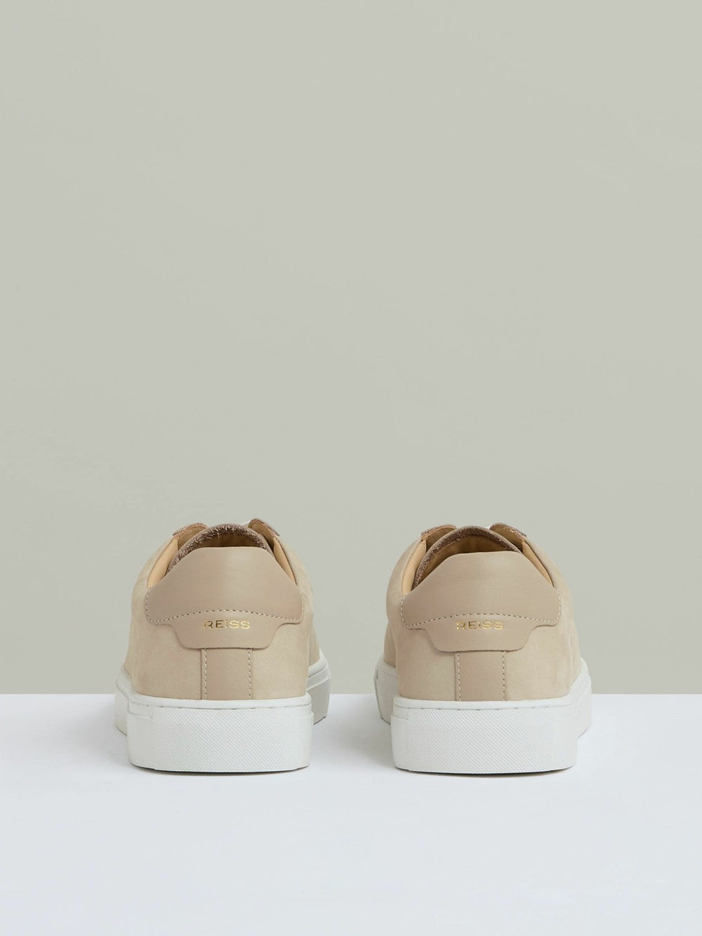Nubuck Leather Low-Top Trainers in Ecru