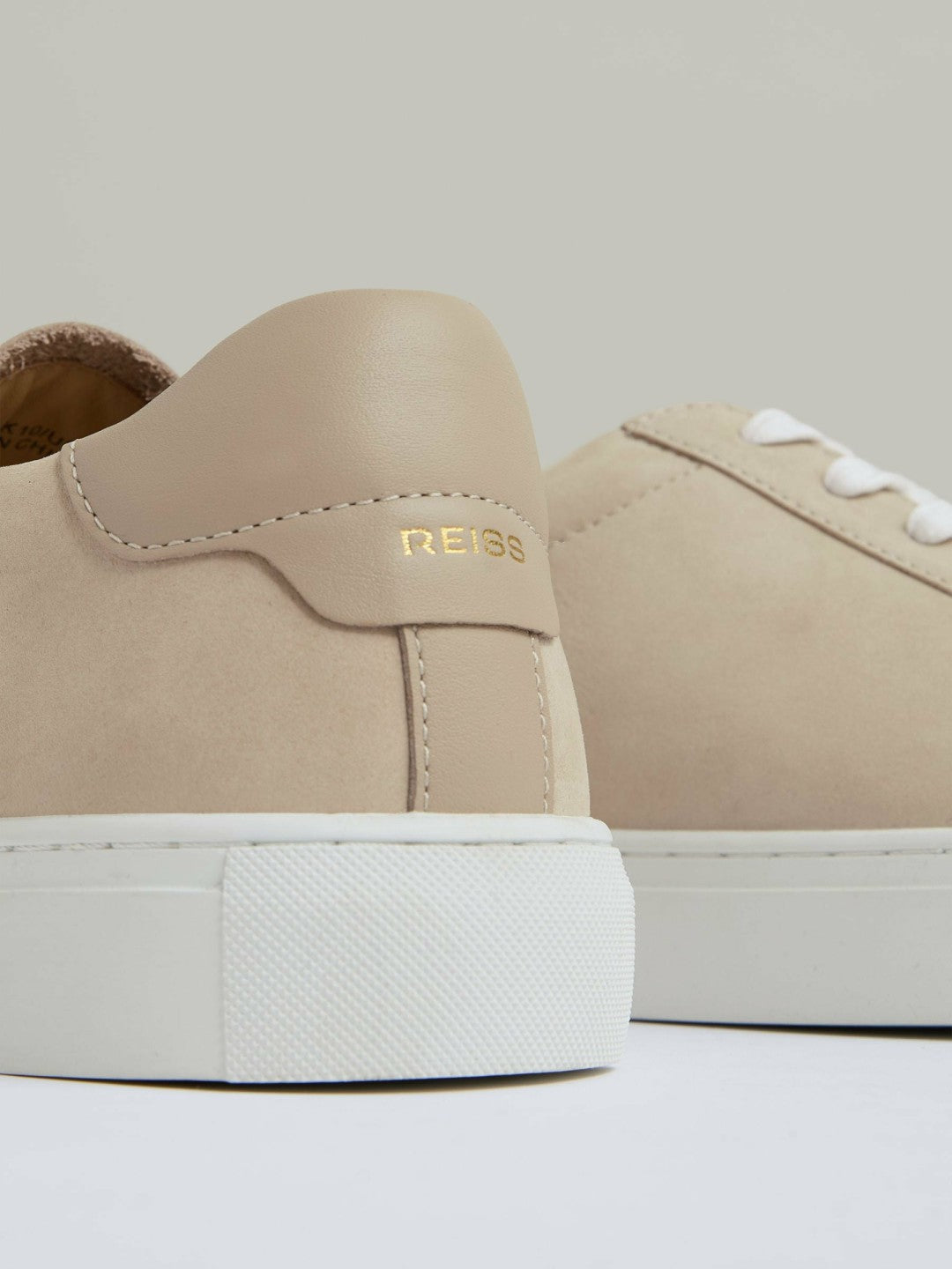 Nubuck Leather Low-Top Trainers in Ecru