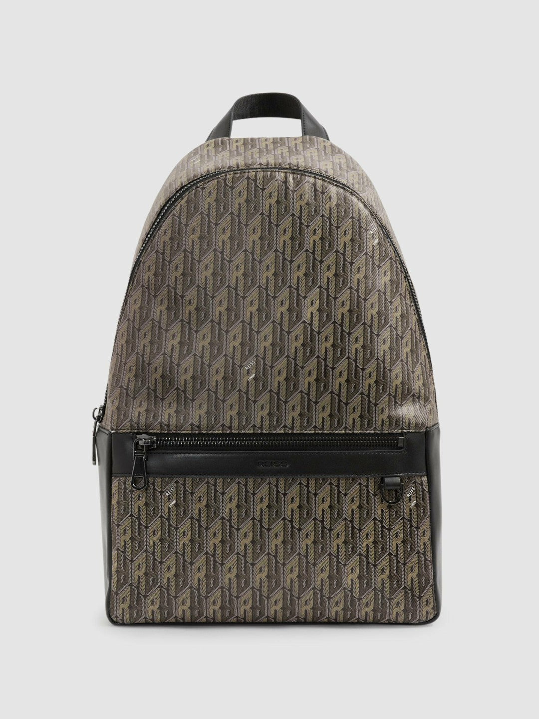 Monogram-Print Coated-Canvas Backpack in Grey Multi