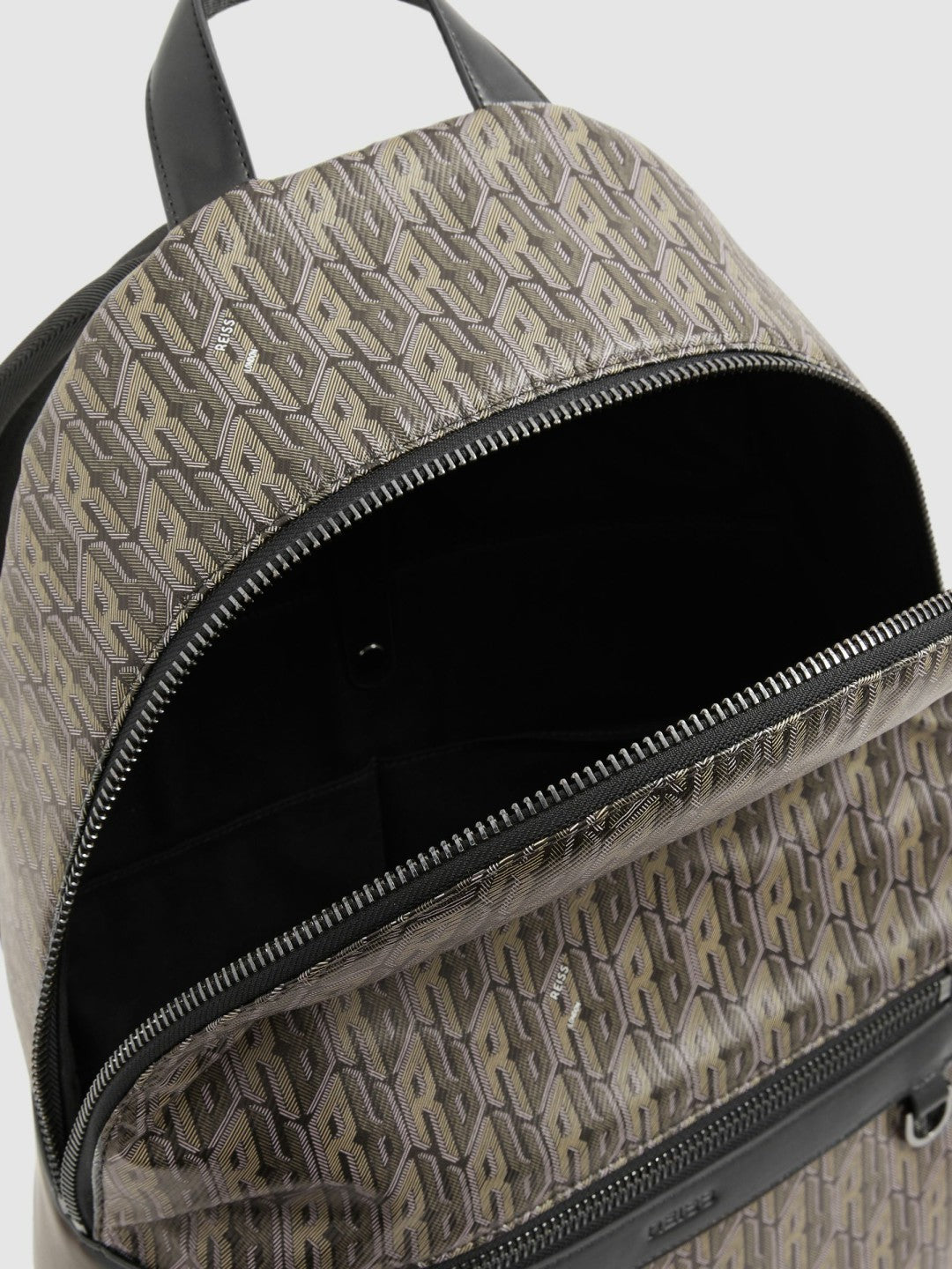 Monogram-Print Coated-Canvas Backpack in Grey Multi