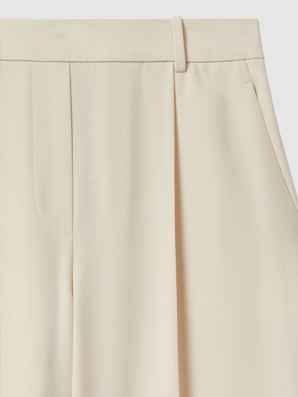 Petite Elasticated-Waist Wide-Leg Twill Trousers in Cream