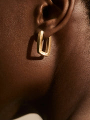 Geometric Hoop Earrings in Gold Tone