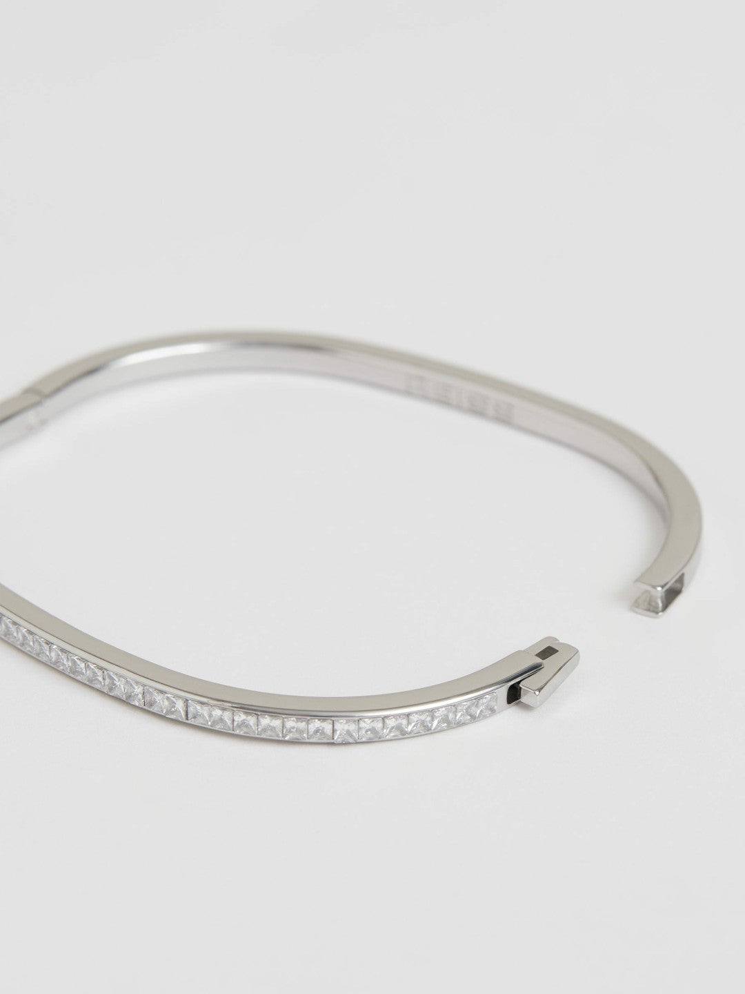 Hinged Crystal Cuff in Silver