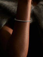 Hinged Crystal Cuff in Silver