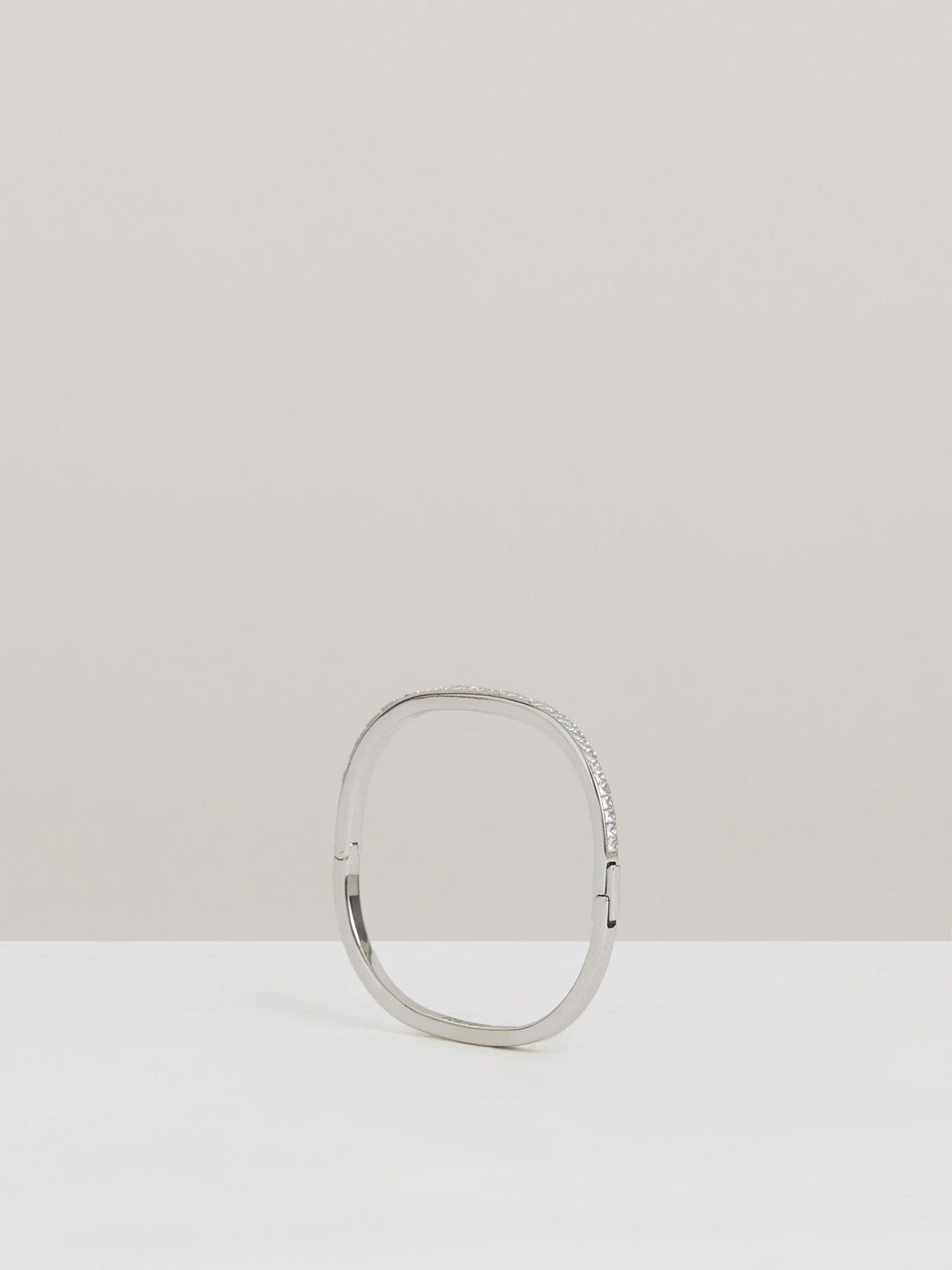 Hinged Crystal Cuff in Silver