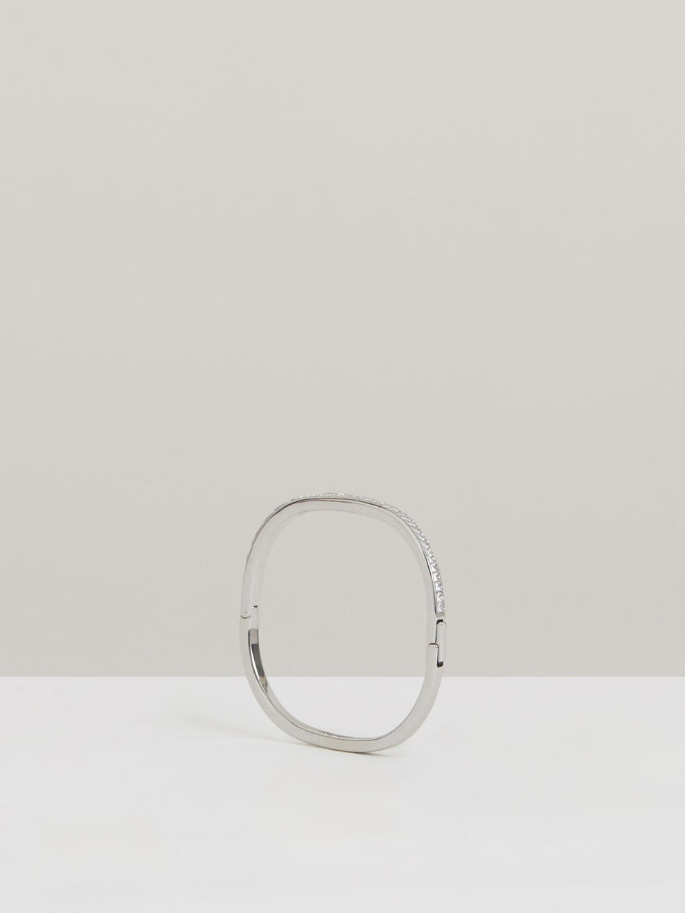 Hinged Crystal Cuff in Silver