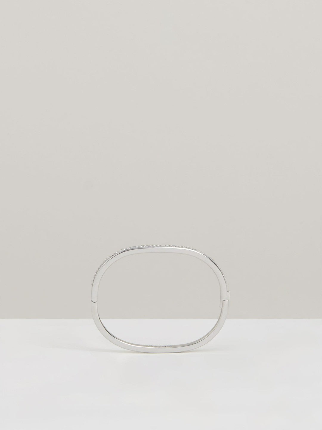Hinged Crystal Cuff in Silver
