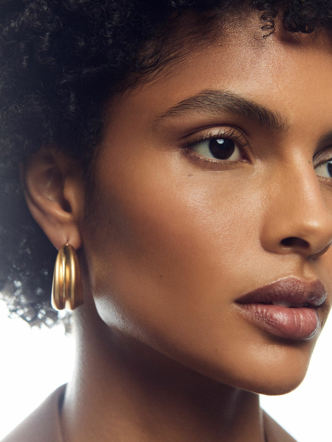 Sculptural Hoop Earrings in Gold Tone