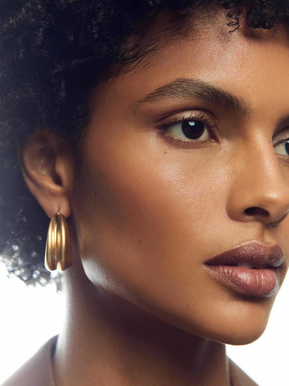 Sculptural Hoop Earrings in Gold Tone